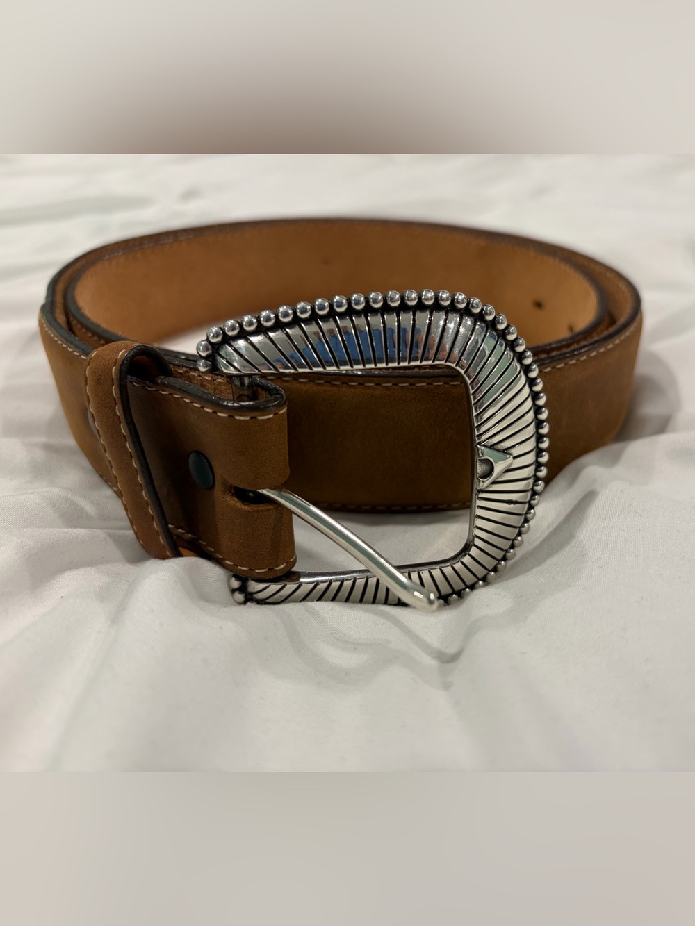 Justin Women’s Western Leather Belt – Silver Buckle Made in USA